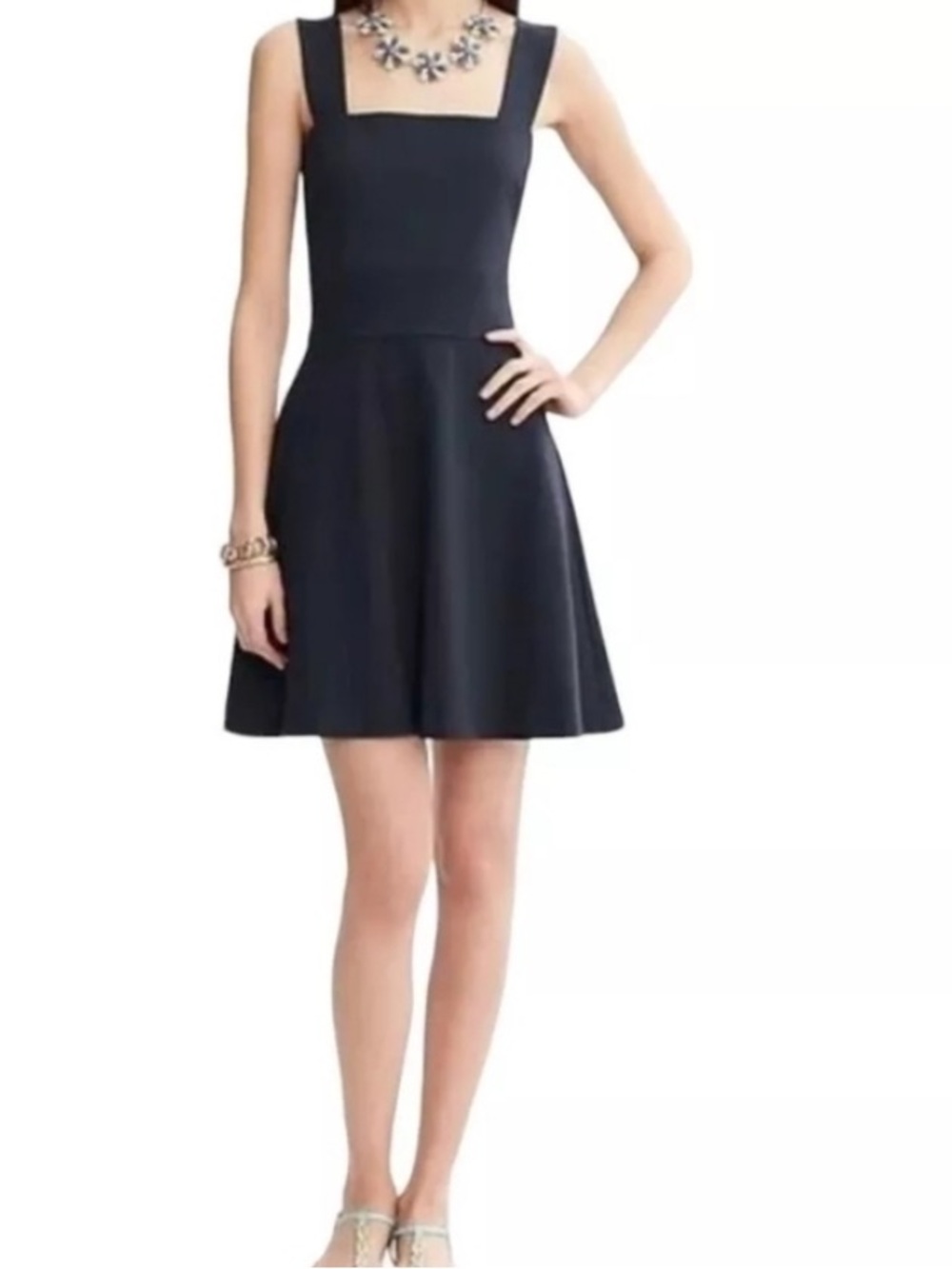 NWT Banana Republic Milly Collection Navy Square-Neck Fit & Flare Mini Dress